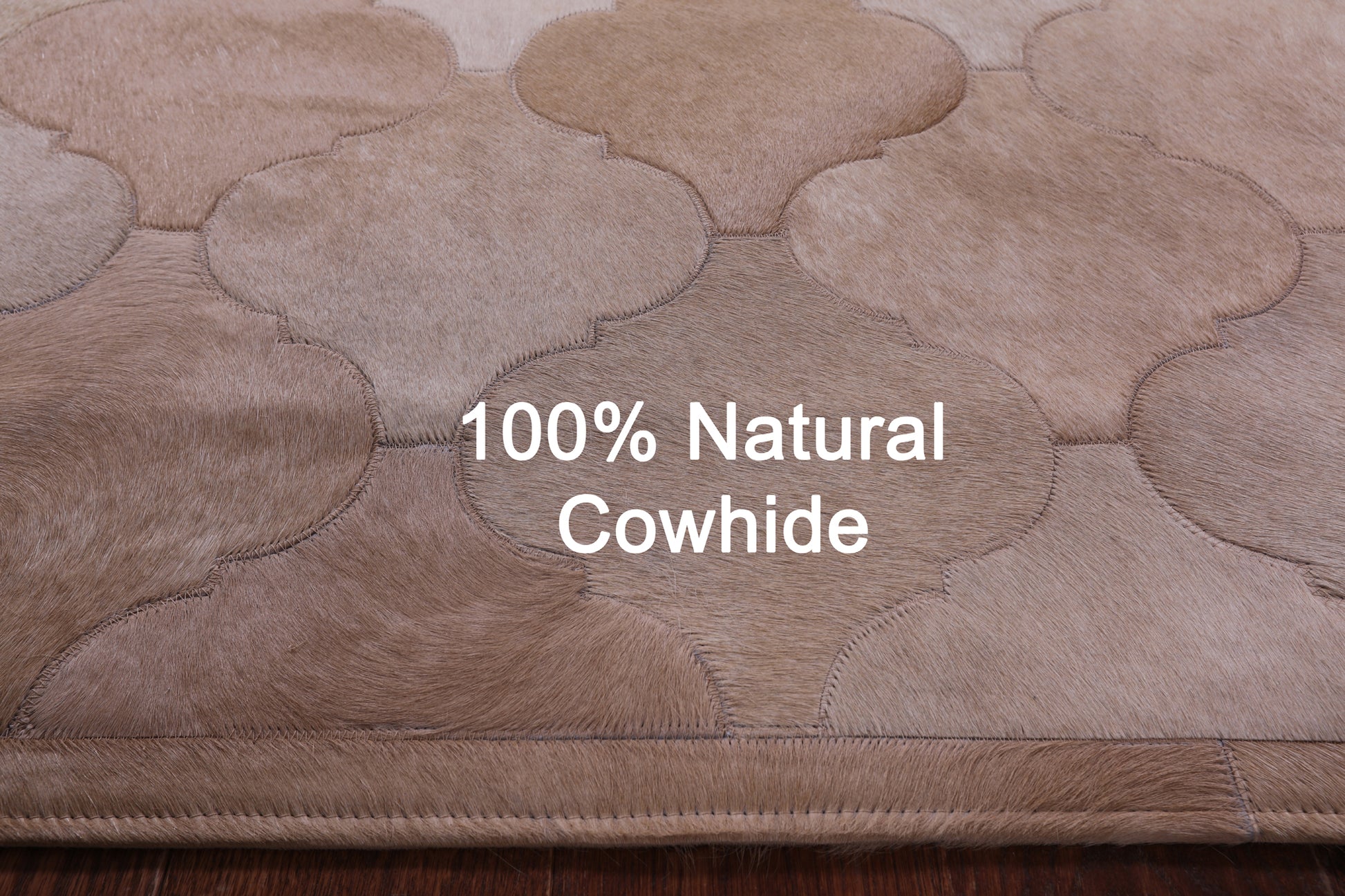 Lantern Tile Brown Natural Cowhide Hand Stitched Patchwork Rug - 6' 8" X 10' 0" - Golden Nile