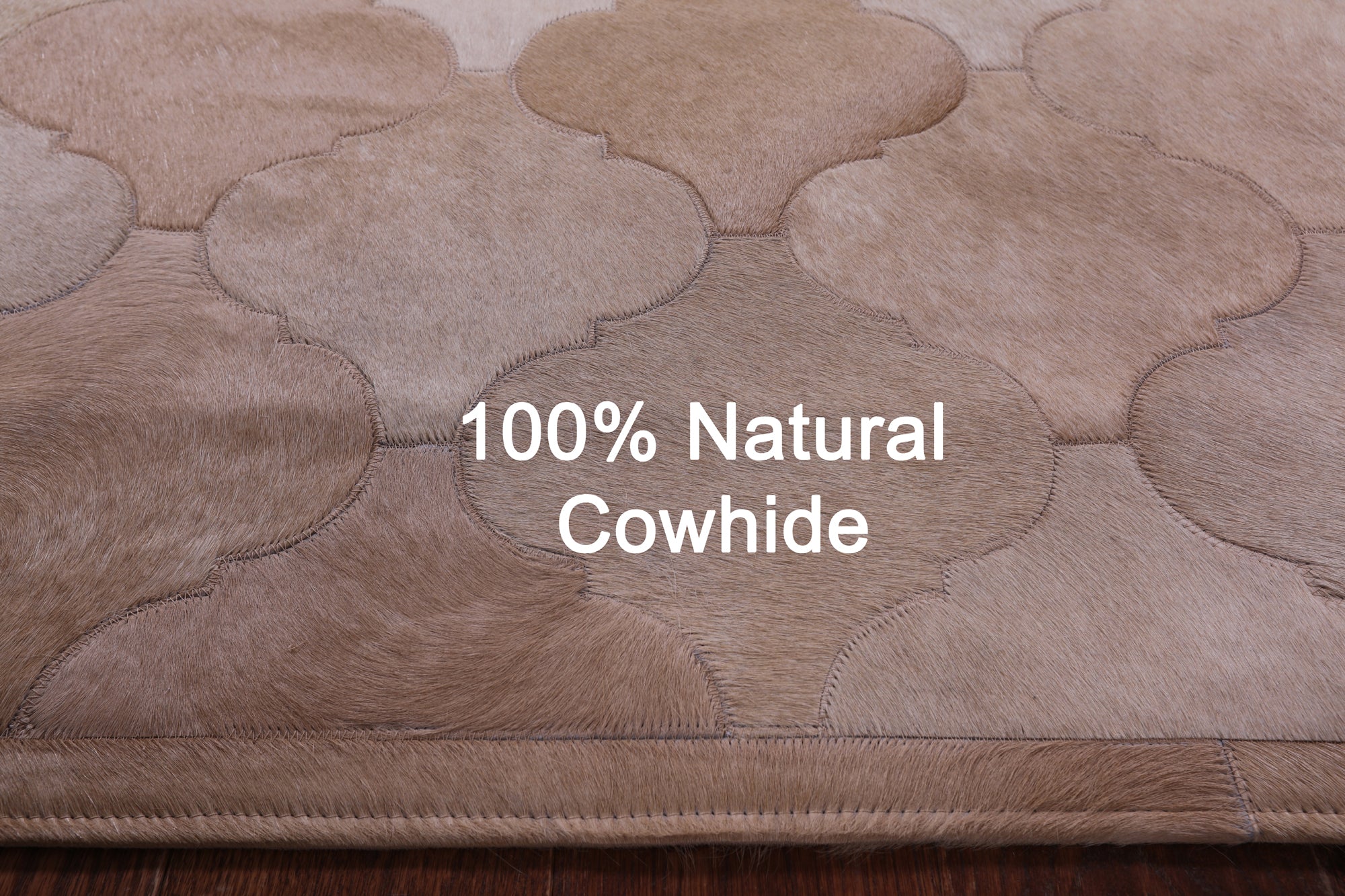 Lantern Tile Brown Natural Cowhide Hand Stitched Patchwork Rug - 6' 8" X 10' 0" - Golden Nile