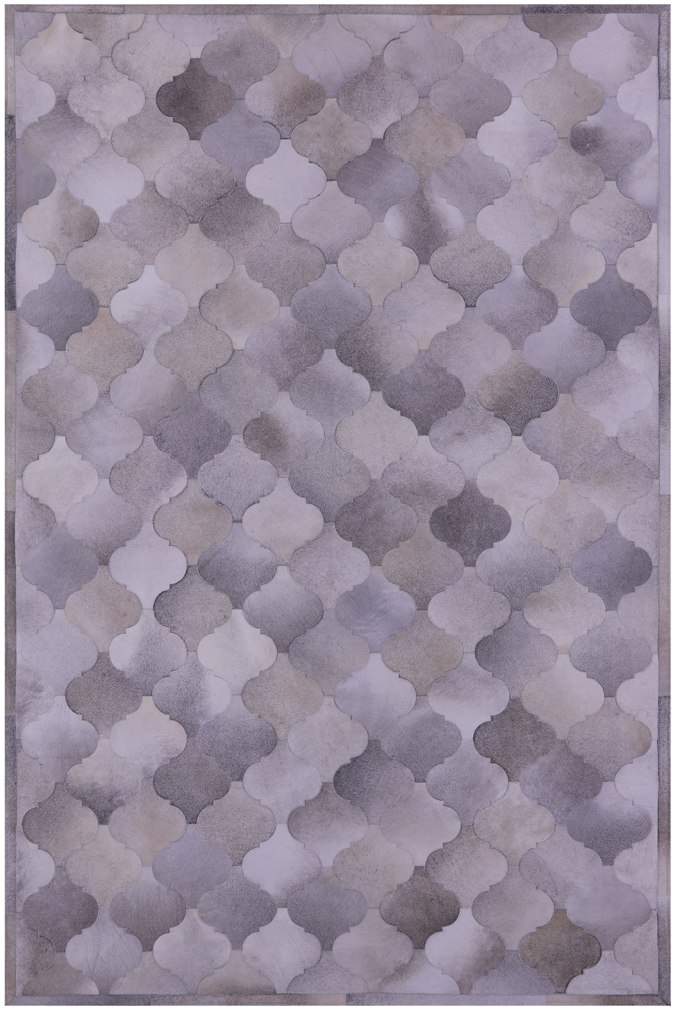 Grey Natural Cowhide Hand Stitched Patchwork Rug - 6' 8" X 10' 0" - Golden Nile