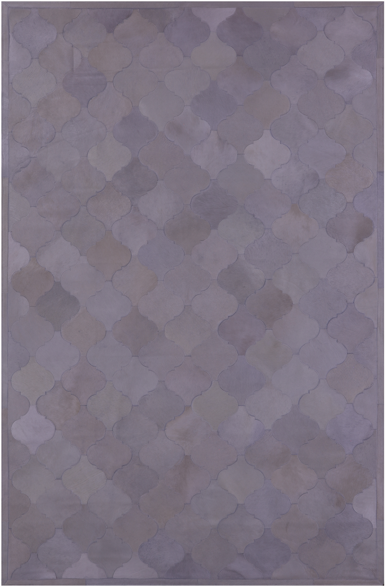 Lantern Tile White Natural Cowhide Hand Stitched Patchwork Rug - 6' 8" X 10' 0" - Golden Nile
