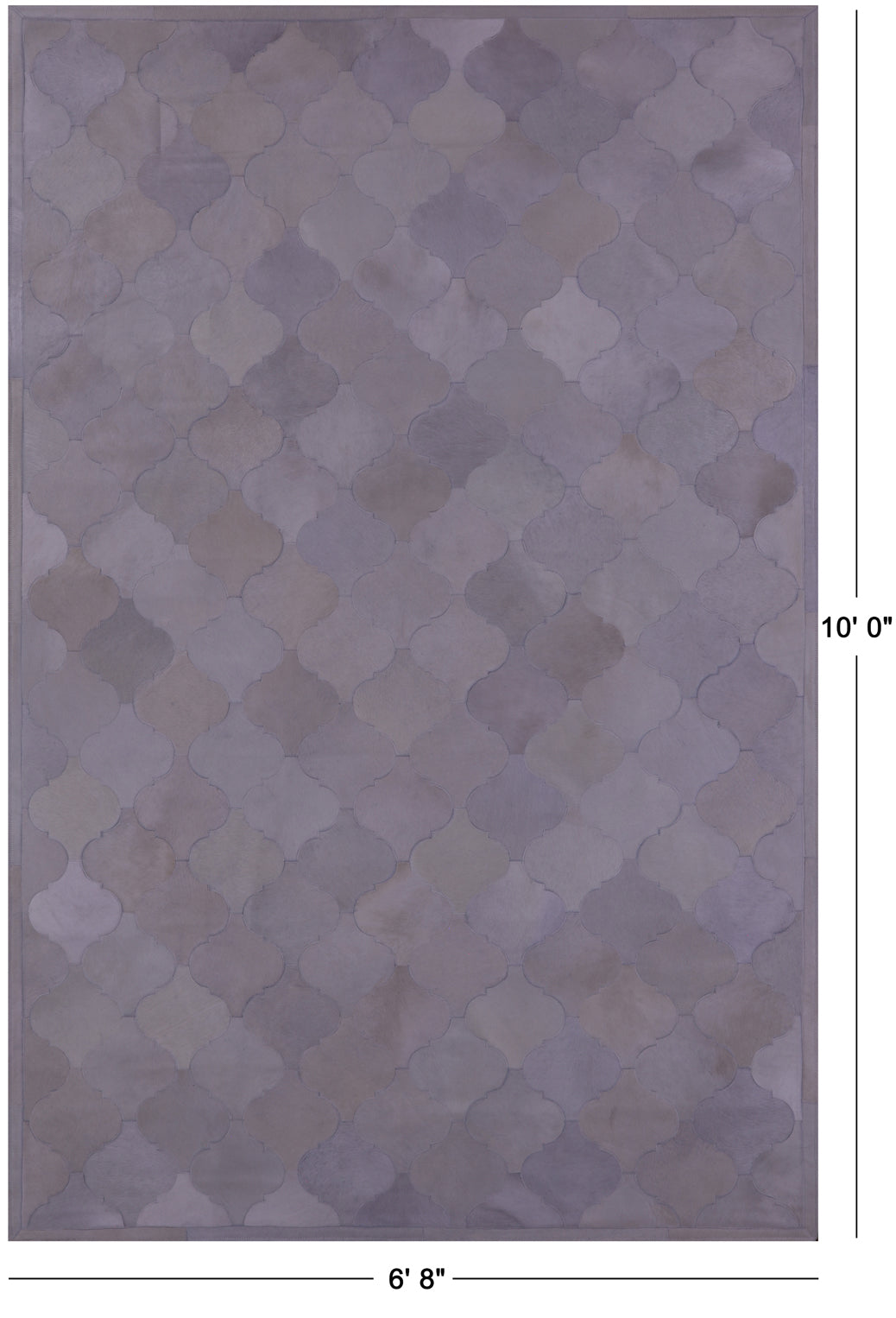 Lantern Tile White Natural Cowhide Hand Stitched Patchwork Rug - 6' 8" X 10' 0" - Golden Nile