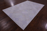 Lantern Tile White Natural Cowhide Hand Stitched Patchwork Rug - 6' 8" X 10' 0" - Golden Nile