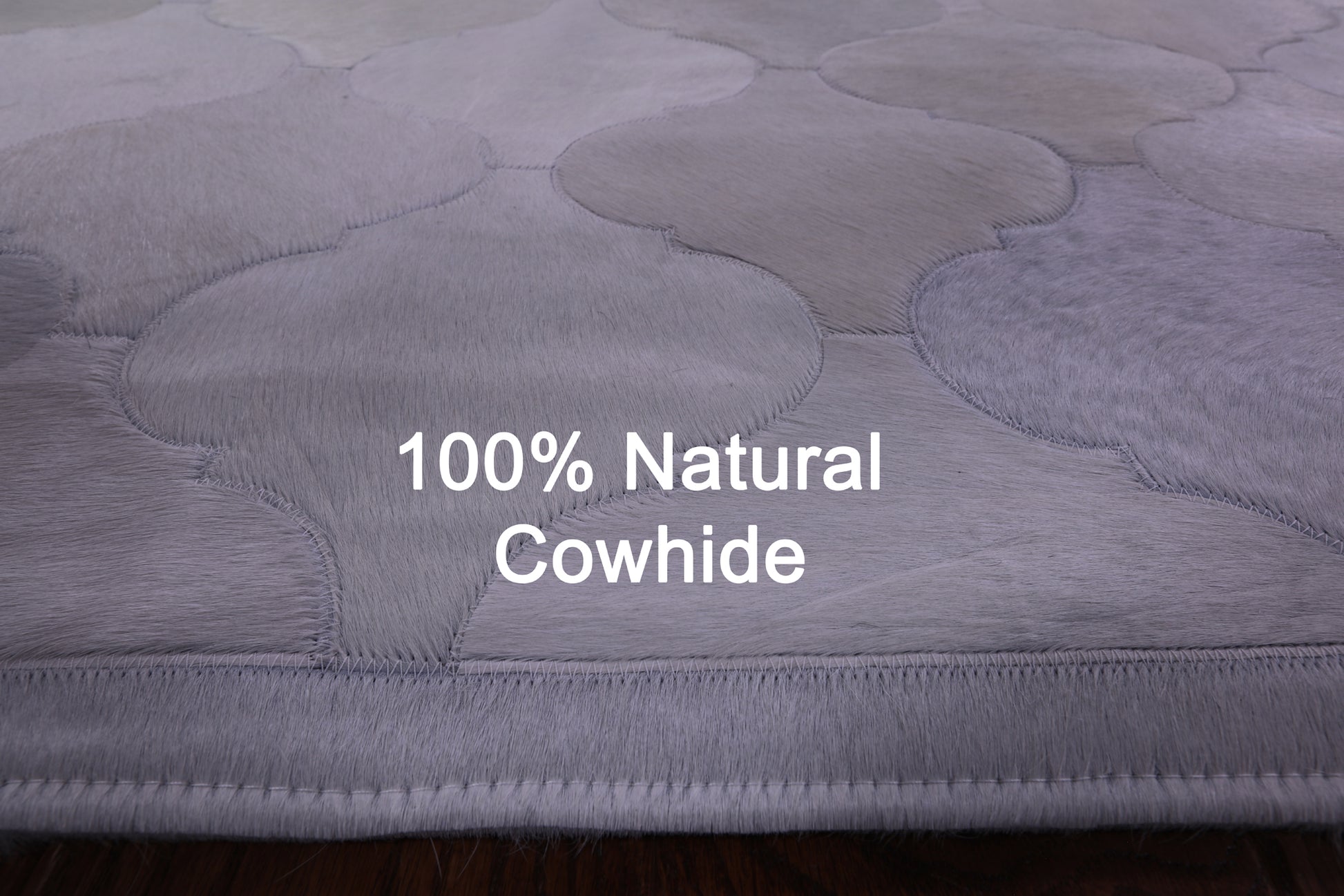 Lantern Tile White Natural Cowhide Hand Stitched Patchwork Rug - 6' 8" X 10' 0" - Golden Nile