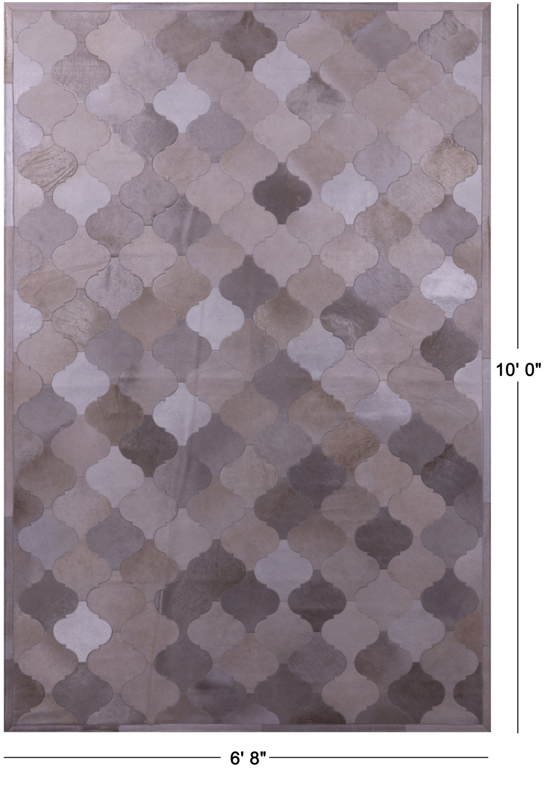 Champagne Natural Cowhide Hand Stitched Patchwork Rug - 6' 8" X 10' 0" - Golden Nile