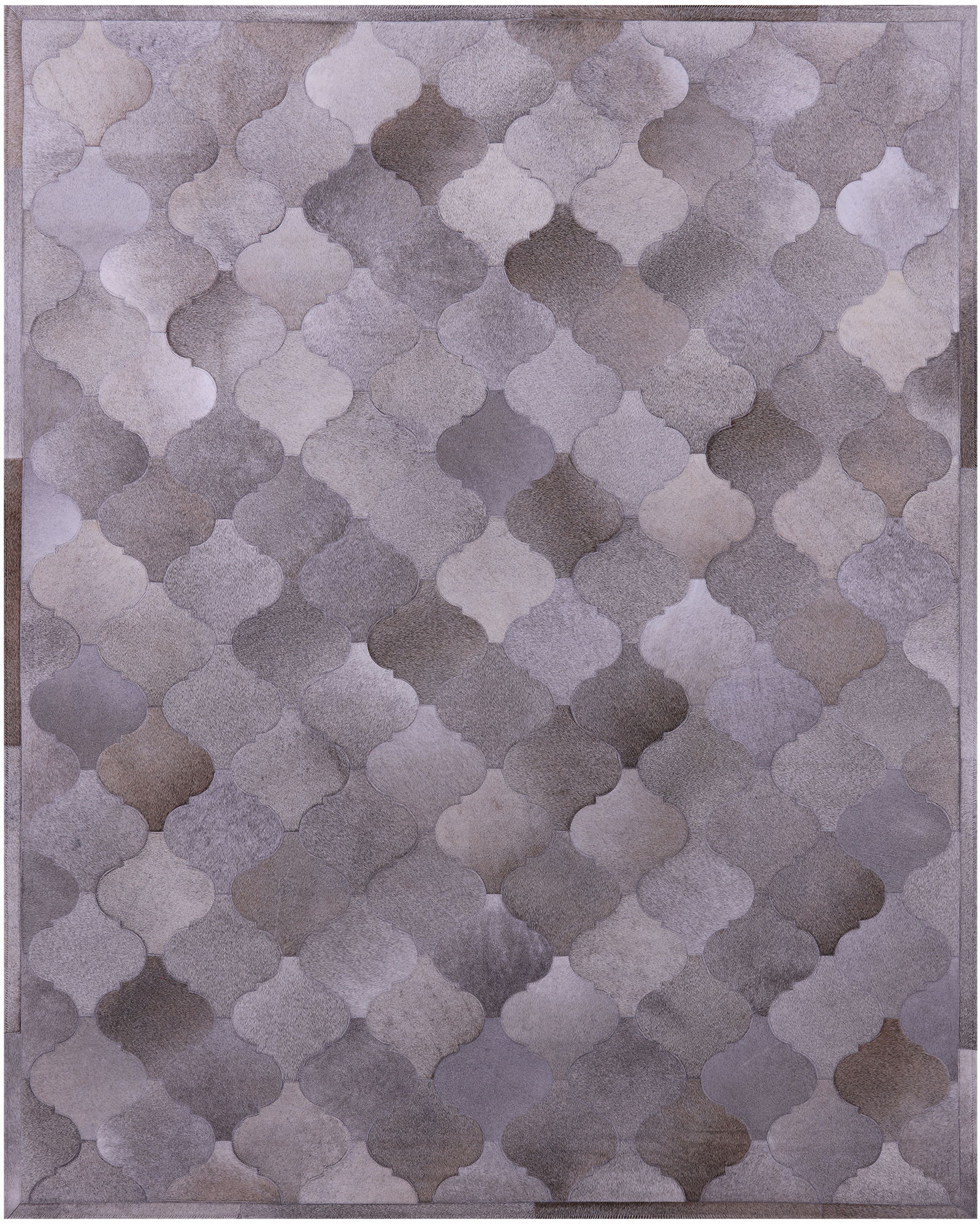 Grey Natural Cowhide Hand Stitched Patchwork Rug - 6' 8" X 8' 4" - Golden Nile