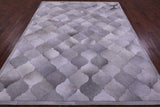 Lantern Tile Grey Natural Cowhide Hand Stitched Patchwork Rug - 6' 7" X 8' 3" - Golden Nile