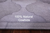 Lantern Tile Grey Natural Cowhide Hand Stitched Patchwork Rug - 6' 7" X 8' 3" - Golden Nile