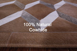 Brown & White Natural Cowhide Hand Stitched Patchwork Rug - 6' 8" X 8' 4" - Golden Nile