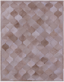 Lantern Tile Taupe Natural Cowhide Hand Stitched Patchwork Rug - 6' 8" X 8' 3" - Golden Nile