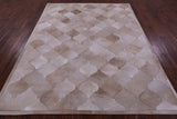 Lantern Tile Taupe Natural Cowhide Hand Stitched Patchwork Rug - 6' 8" X 8' 3" - Golden Nile