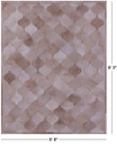 Lantern Tile Taupe Natural Cowhide Hand Stitched Patchwork Rug - 6' 8" X 8' 3" - Golden Nile