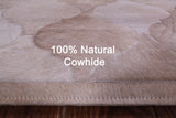 Lantern Tile Taupe Natural Cowhide Hand Stitched Patchwork Rug - 6' 8" X 8' 3" - Golden Nile