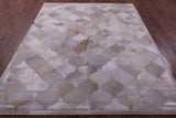 Lantern Tile Taupe Natural Cowhide Hand Stitched Patchwork Rug - 6' 8" X 8' 4" - Golden Nile