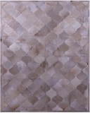 Lantern Tile Taupe Natural Cowhide Hand Stitched Patchwork Rug - 6' 8" X 8' 4" - Golden Nile