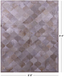 Lantern Tile Taupe Natural Cowhide Hand Stitched Patchwork Rug - 6' 8" X 8' 4" - Golden Nile