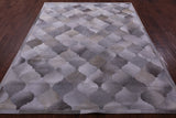 Lantern Tile Grey Natural Cowhide Hand Stitched Patchwork Rug - 6' 8" X 8' 3" - Golden Nile