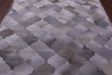 Lantern Tile Grey Natural Cowhide Hand Stitched Patchwork Rug - 6' 8" X 8' 3" - Golden Nile