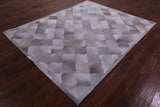 Lantern Tile Grey Natural Cowhide Hand Stitched Patchwork Rug - 6' 8" X 8' 3" - Golden Nile