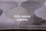 Lantern Tile Grey Natural Cowhide Hand Stitched Patchwork Rug - 6' 8" X 8' 3" - Golden Nile