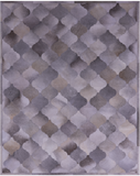 Lantern Tile Grey Natural Cowhide Hand Stitched Patchwork Rug - 6' 8" X 8' 3" - Golden Nile