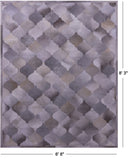 Lantern Tile Grey Natural Cowhide Hand Stitched Patchwork Rug - 6' 8" X 8' 3" - Golden Nile