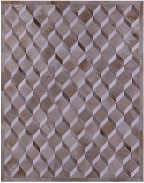 Brown & Whitey Natural Cowhide Hand Stitched Patchwork Rug - 6' 8" X 8' 4" - Golden Nile