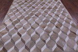 Brown & Whitey Natural Cowhide Hand Stitched Patchwork Rug - 6' 8" X 8' 4" - Golden Nile