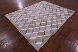 Brown & Whitey Natural Cowhide Hand Stitched Patchwork Rug - 6' 8" X 8' 4" - Golden Nile