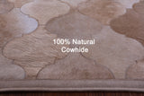 Lantern Tile Light Brown Natural Cowhide Hand Stitched Patchwork Rug - 4' 10" X 6' 7" - Golden Nile
