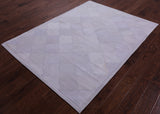 Lantern Tile White Natural Cowhide Hand Stitched Patchwork Rug - 4' 10" X 6' 7" - Golden Nile