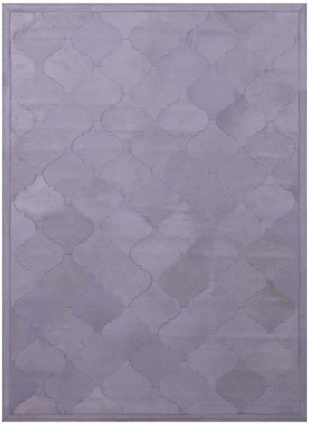 Lantern Tile White Natural Cowhide Hand Stitched Patchwork Rug - 4' 10" X 6' 7" - Golden Nile