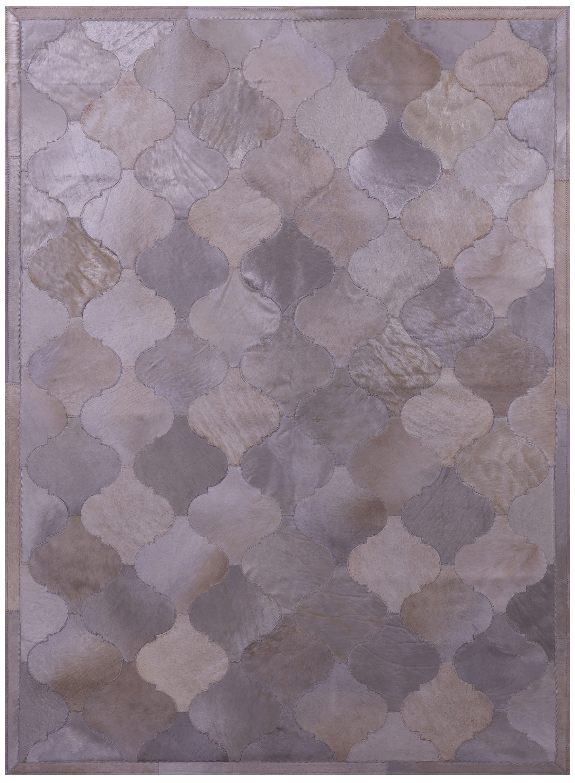 Champagne Natural Cowhide Hand Stitched Patchwork Rug - 4' 10" X 6' 8" - Golden Nile