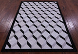 Black & White & Grey Natural Cowhide Hand Stitched Patchwork Rug - 5' 0" X 6' 7" - Golden Nile