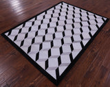 Black & White & Grey Natural Cowhide Hand Stitched Patchwork Rug - 5' 0" X 6' 7" - Golden Nile
