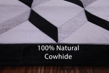 Black & White & Grey Natural Cowhide Hand Stitched Patchwork Rug - 5' 0" X 6' 7" - Golden Nile