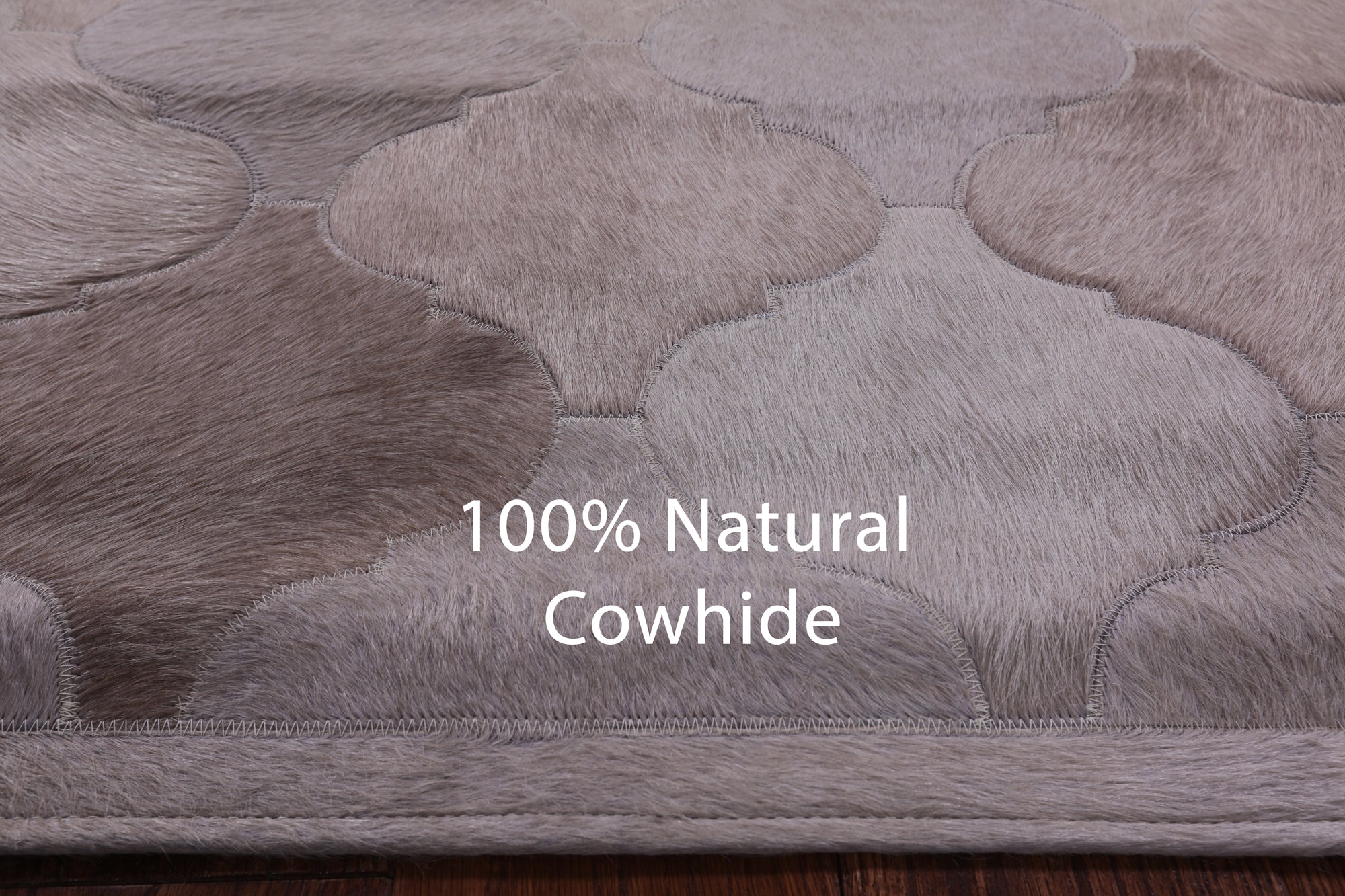 Brown Natural Cowhide Hand Stitched Patchwork Rug - 5' 0" X 6' 7" - Golden Nile