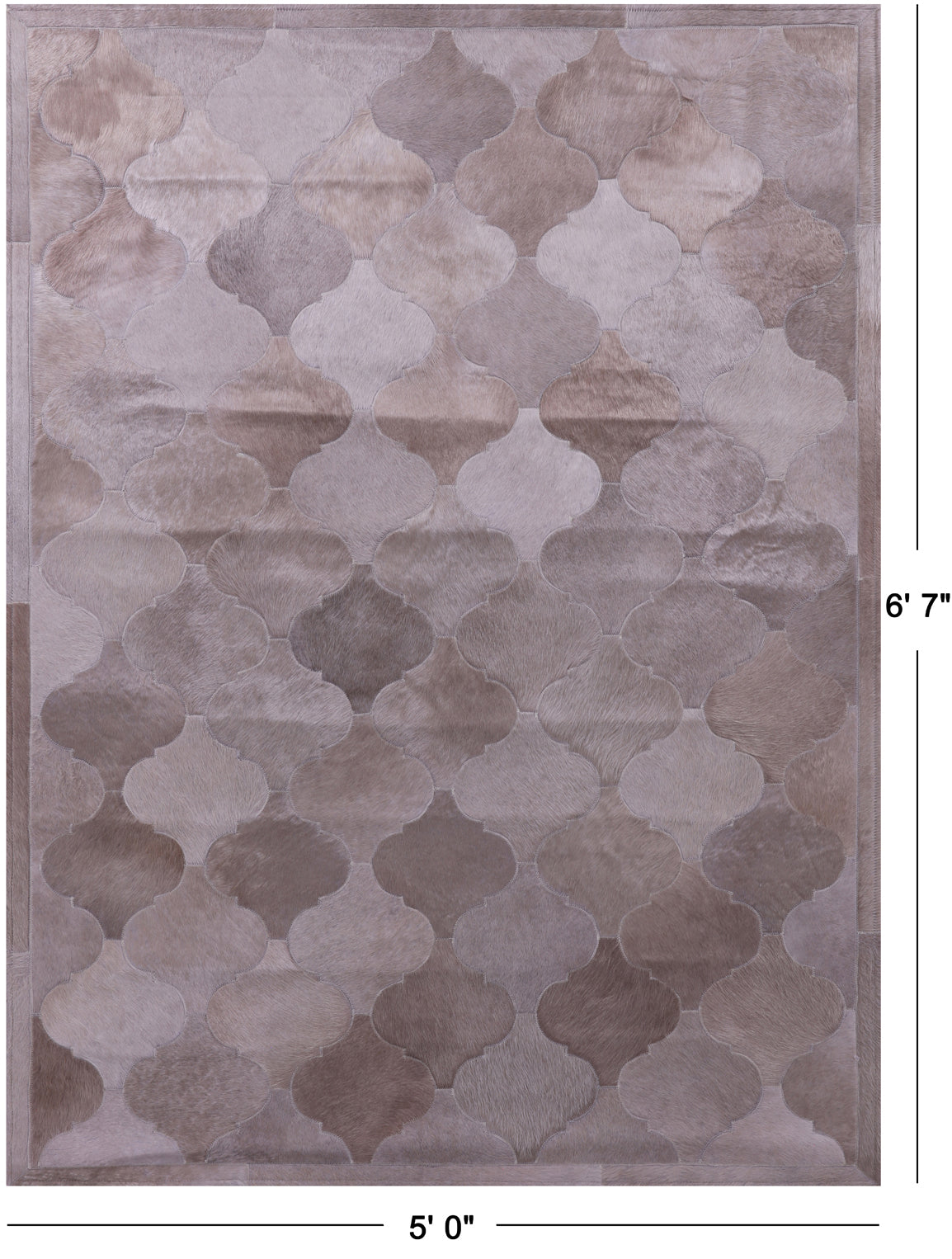 Brown Natural Cowhide Hand Stitched Patchwork Rug - 5' 0" X 6' 7" - Golden Nile