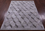 Grey Brindle Natural Cowhide Hand Stitched Patchwork Rug - 5' 0" X 6' 7" - Golden Nile