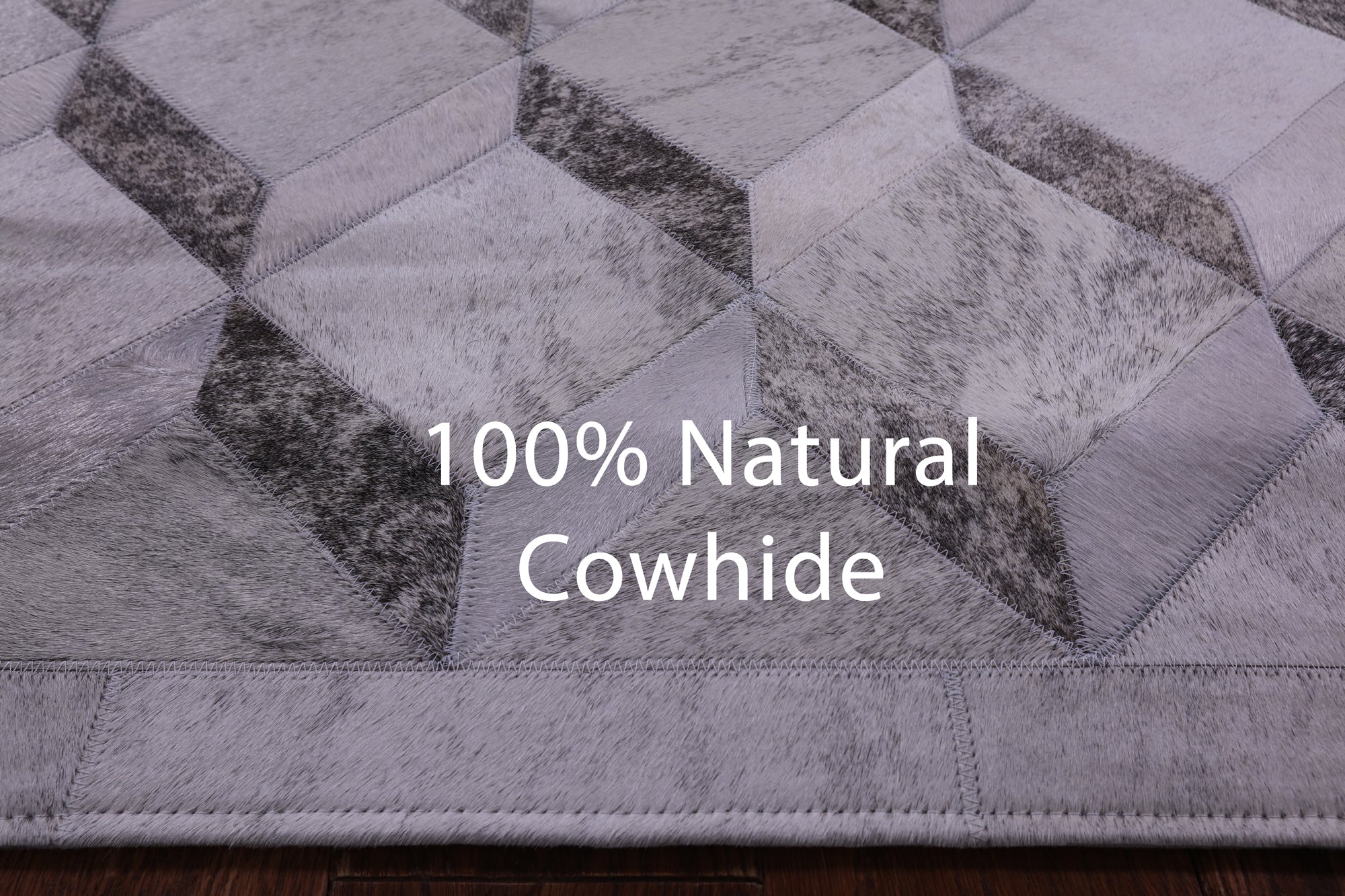 Grey Brindle Natural Cowhide Hand Stitched Patchwork Rug - 5' 0" X 6' 7" - Golden Nile