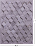 Grey Brindle Natural Cowhide Hand Stitched Patchwork Rug - 5' 0" X 6' 7" - Golden Nile