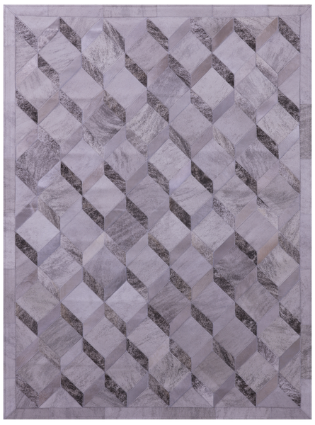 Grey Brindle Natural Cowhide Hand Stitched Patchwork Rug - 5' 0" X 6' 7" - Golden Nile