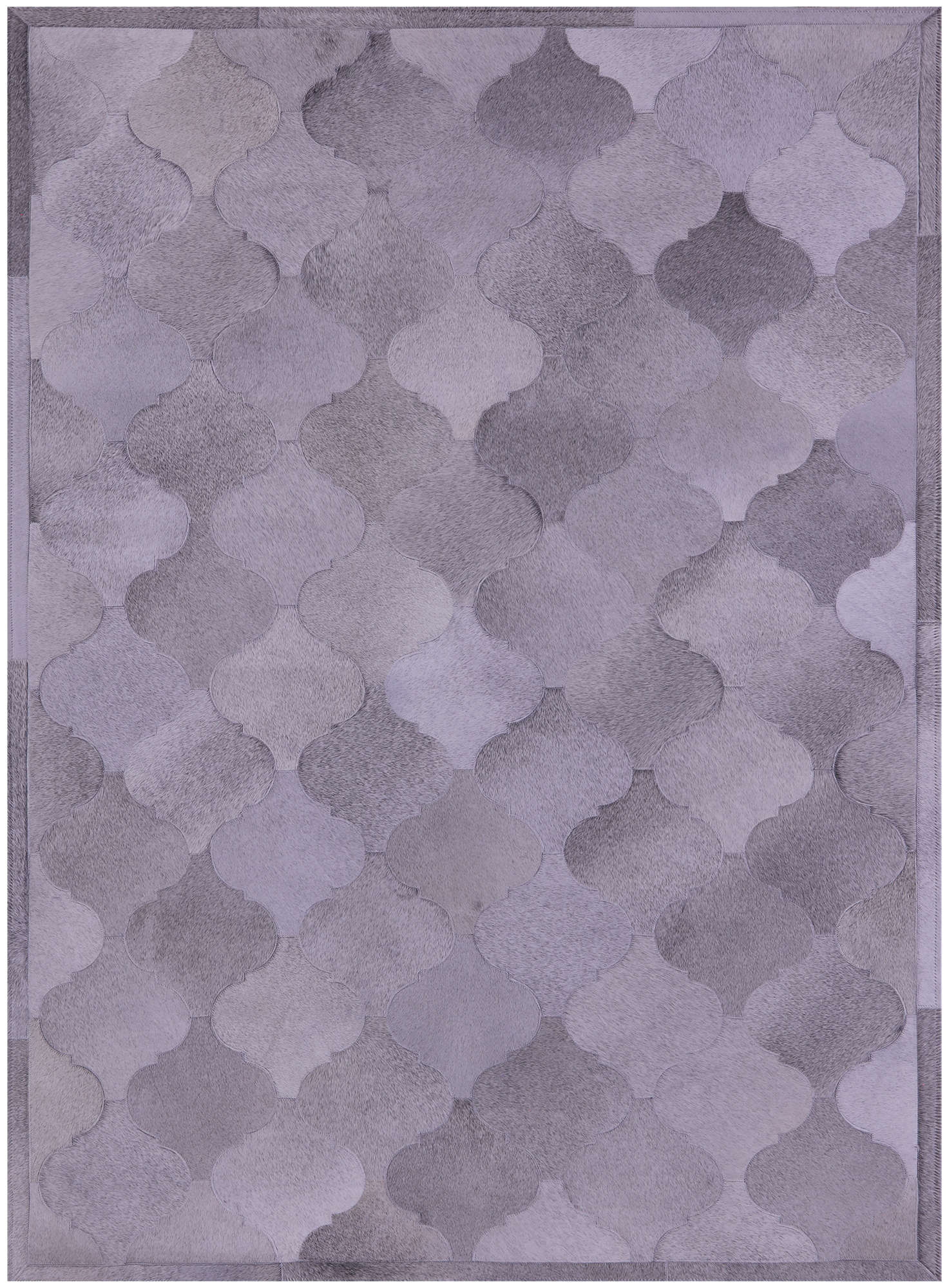 Grey Natural Cowhide Hand Stitched Patchwork Rug - 5' 0" X 6' 7" - Golden Nile