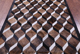 Brown Brindle Black & White Natural Cowhide Hand Stitched Patchwork Rug - 5' 0" X 6' 7" - Golden Nile