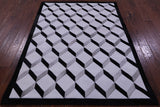 Black & White & Grey Natural Cowhide Hand Stitched Patchwork Rug - 5' 0" X 6' 7" - Golden Nile