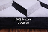 Black & White & Grey Natural Cowhide Hand Stitched Patchwork Rug - 5' 0" X 6' 7" - Golden Nile