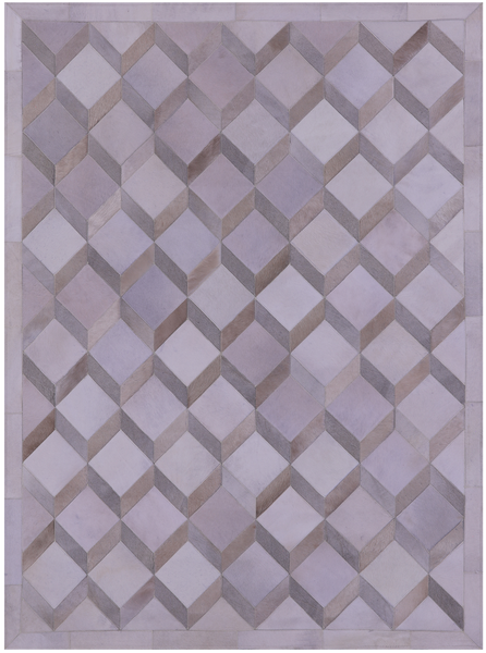 Brown & White Natural Cowhide Hand Stitched Patchwork Rug - 5' 0" X 6' 8" - Golden Nile