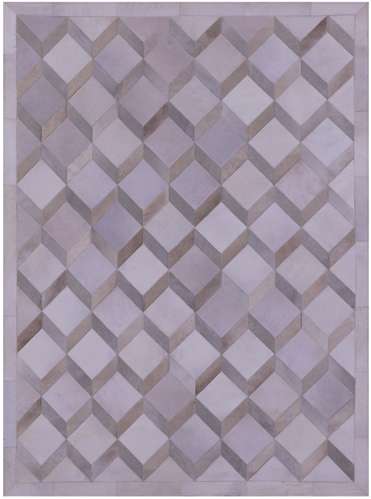 Brown & White Natural Cowhide Hand Stitched Patchwork Rug - 5' 0" X 6' 8" - Golden Nile