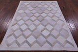 Brown & White Natural Cowhide Hand Stitched Patchwork Rug - 5' 0" X 6' 8" - Golden Nile