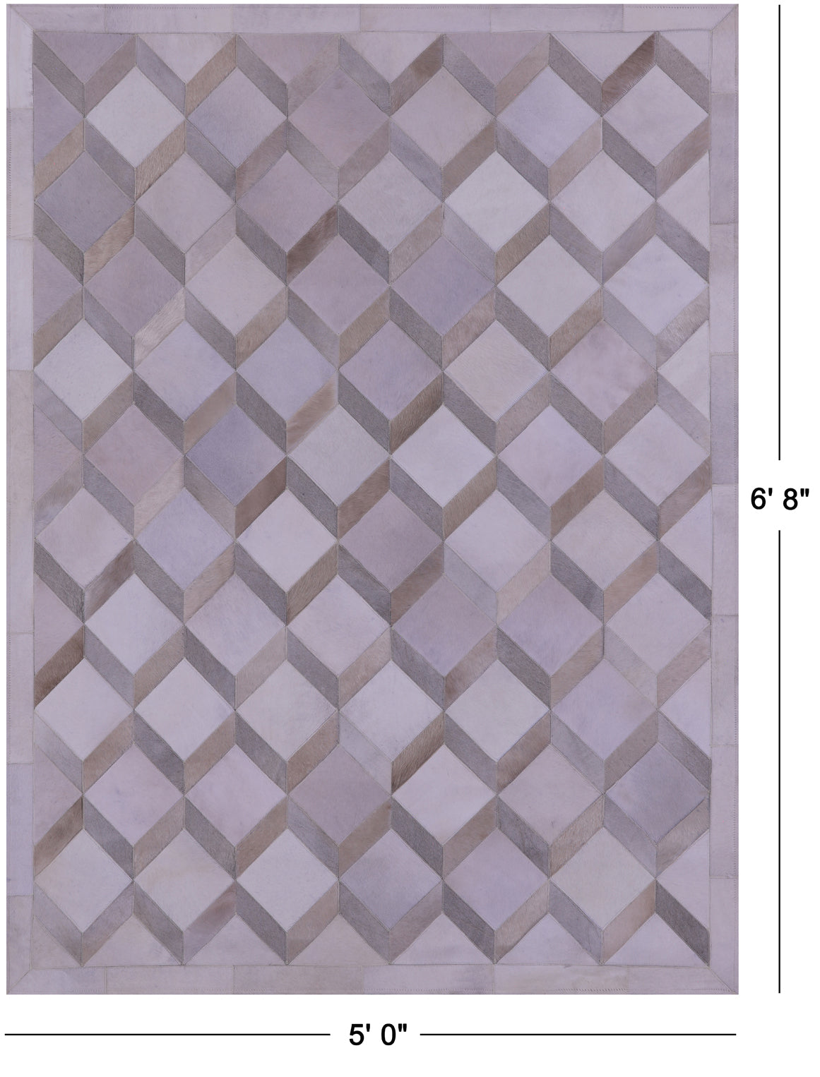 Brown & White Natural Cowhide Hand Stitched Patchwork Rug - 5' 0" X 6' 8" - Golden Nile