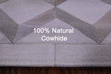 Brown & White Natural Cowhide Hand Stitched Patchwork Rug - 5' 0" X 6' 8" - Golden Nile